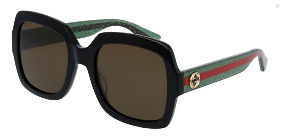 Oiritaly Sunglasses Woman Gucci GG0036SN002 BLACK GREEN BROWN54